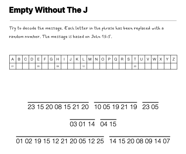 Without Him cryptogram